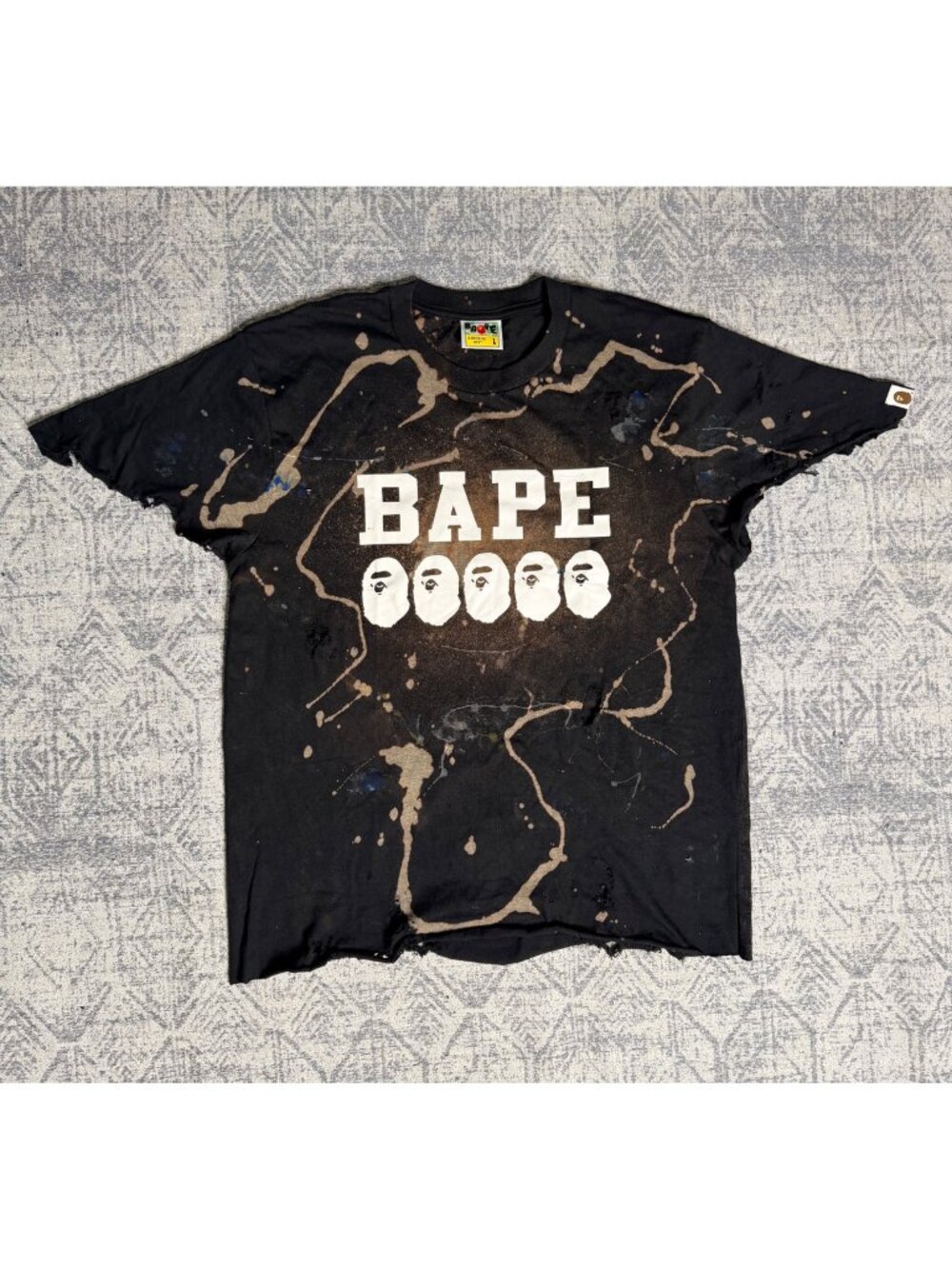Product name : A bathing Ape x Dro Lab Custom 1/1 Reworked Distressed Bape T-Shi